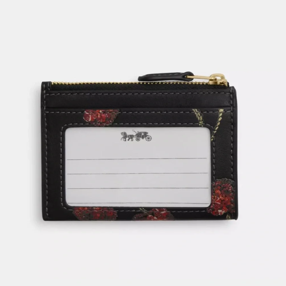 COACH Mini Skinny Id Case Cardholder Wallet w Cherry Print NWT AUTHENTIC